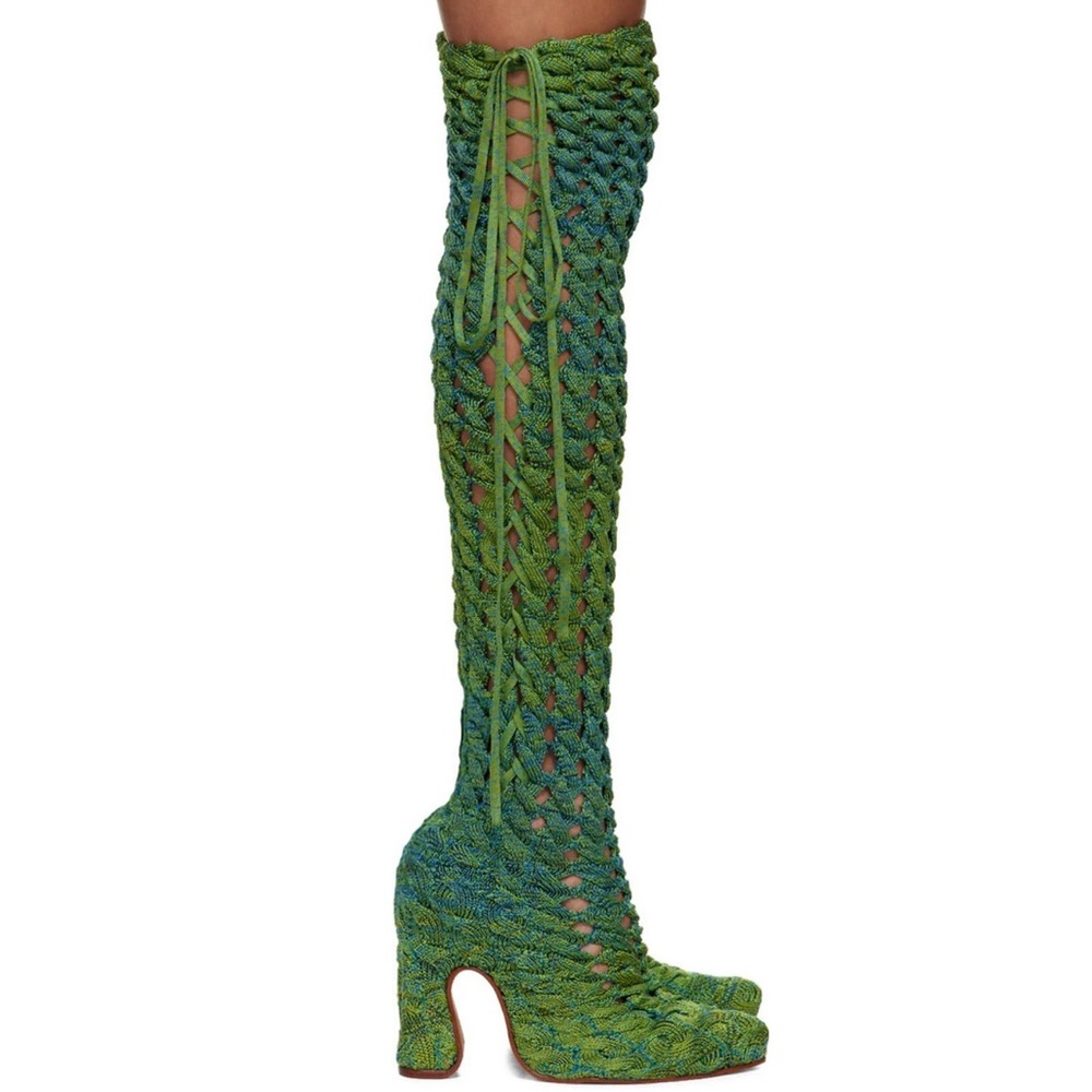 Isa Boulder SSENSE Exclusive Blue & Green Spiral Tall Boots.